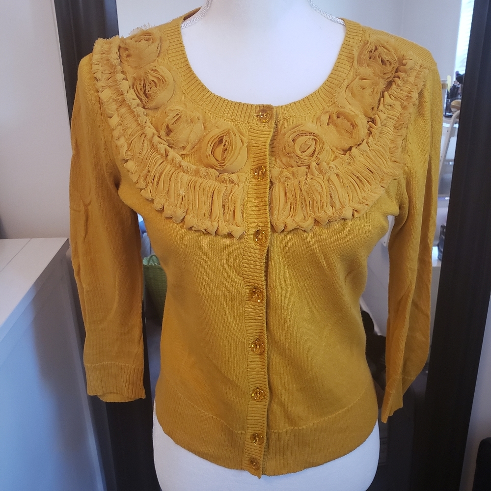 New York & Company flower detail cardigan sweater